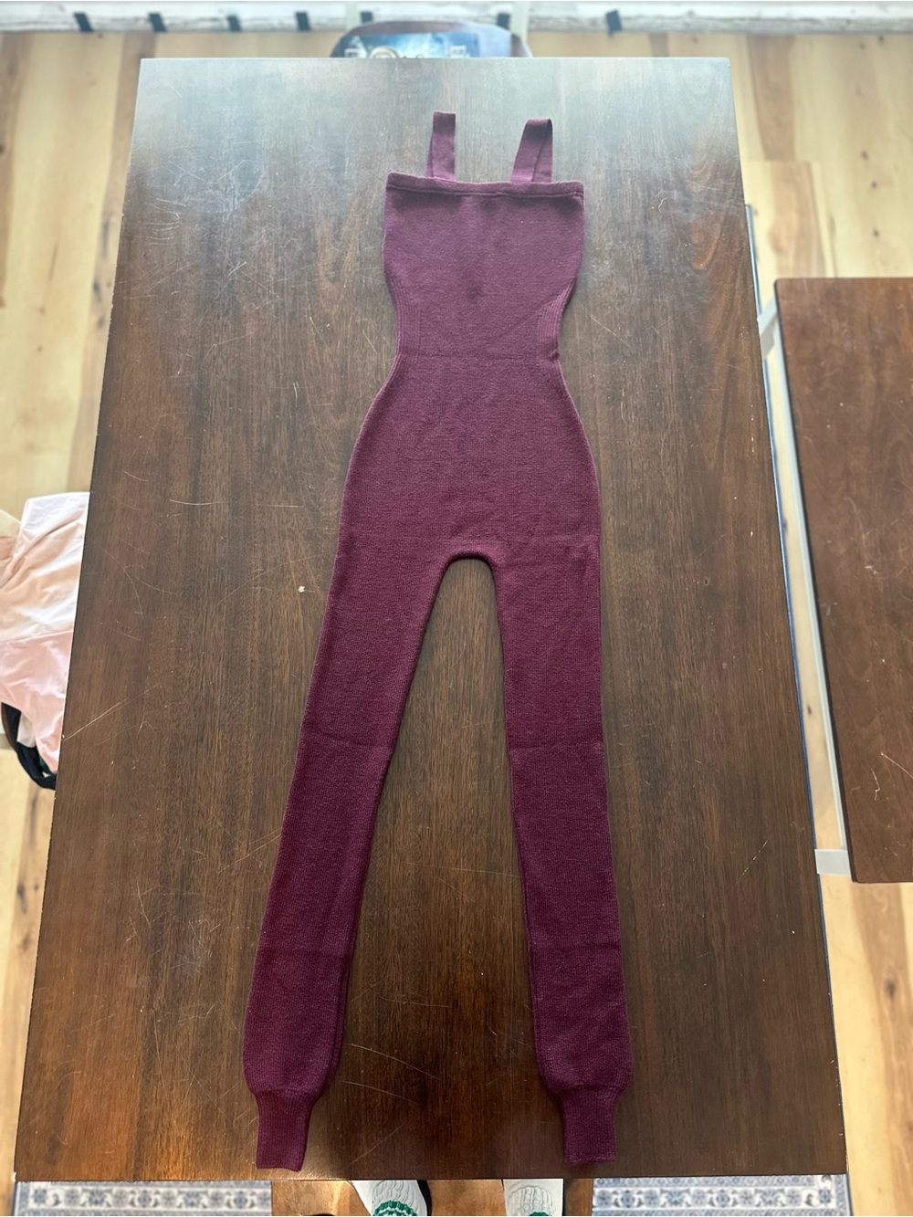 Sleeveless Ribbed Knit Burgundy Jumpsuit